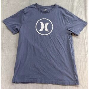 Hurley TShirt Front Big Logo Blue Mens Medium Graphic Tee Shirt Cotton